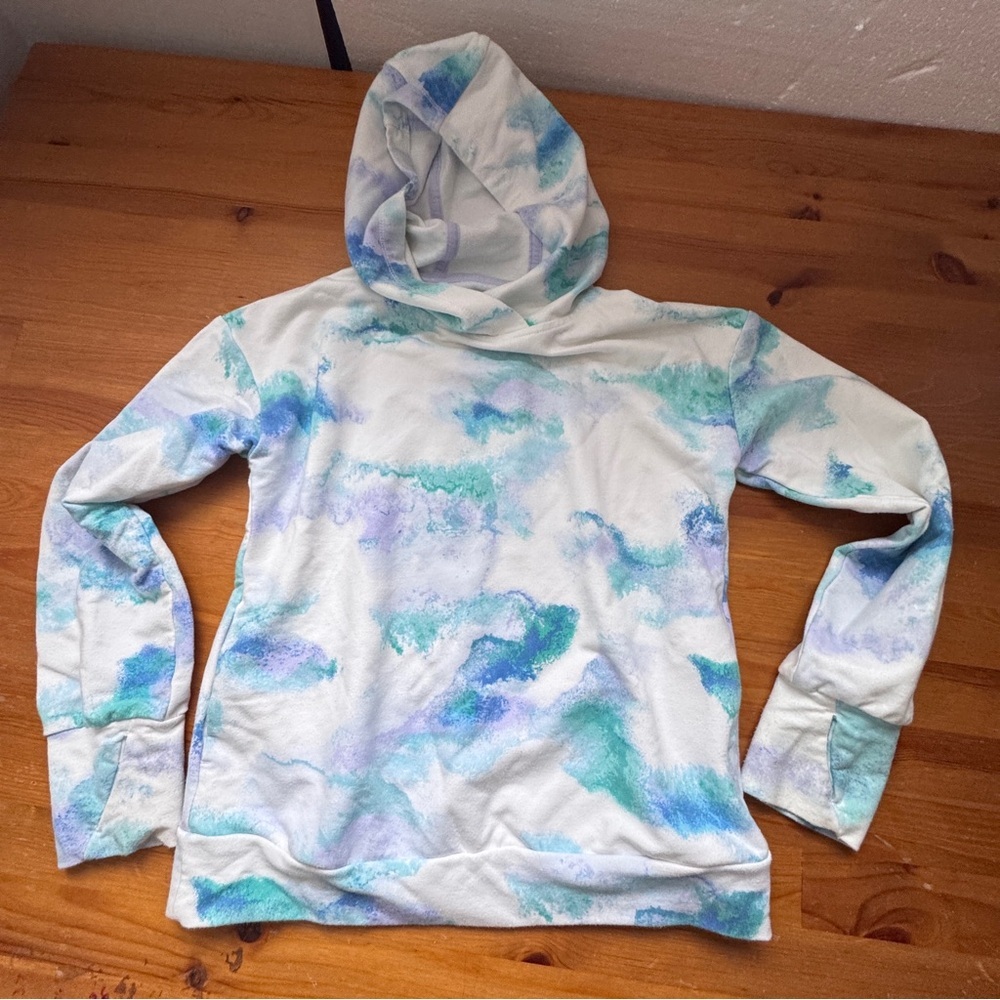 All in motion tie dye pullover hoodie size 5/6 long sleeve cotton/polyester